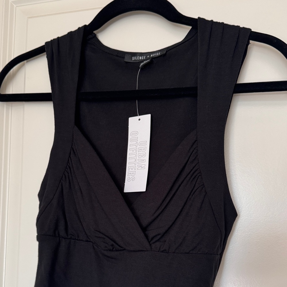 Silence + Noise Elegant Black V-Neck Dress